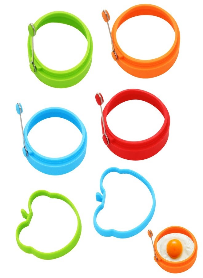 LUODAKA 6 PCS Egg Ring, Silicone Egg Rings for Frying Eggs, Non-stick Mold for Griddle, for Making Fried Eggs or Pancakes - Image 1